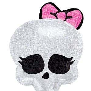 Monster Girl Skull 25&quot; Foil Balloon, High School Birthday, Pink Girl Decoration, Skull Balloon, Girl Skull Balloon, Whimsigoth, Pink Skull