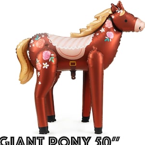 Giant Pony Horse Balloon 40&quot;x50&quot;,  Standing Pony Balloon, Pony Horse Birthday Party Decorations, Giddy up Party Theme, Daughters Pony Gift