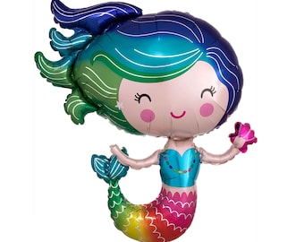 Mermaid Balloon, Mermaid Birthday Party Supplies, Mermaid Theme, Mermaid Mom,Pastel Girls Birthday Decor,  Mermaid Shower,Mermaid Pool Party