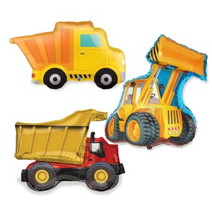 Dump Truck Balloon 41", Construction Site Theme Birthday Party Decorations, Little Builder Baby Boy,Orange Cones Hard Hats, Boys Love Trucks