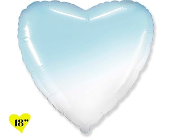 18" Blue Heart Balloon, Blue Heart, Baby Blue Heart Balloon, Baby Shower, 1st Birthday Decor, Pastel Blue Heart Balloon, Blue Heart