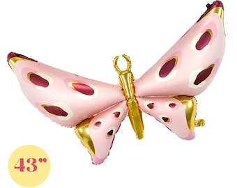 43" Butterfly Balloon, Butterfly Party Decoration ,Pink and Gold Balloon,Butterfly Baby Shower,Fairy Party, Whimsigoth Decor, Cottagecore