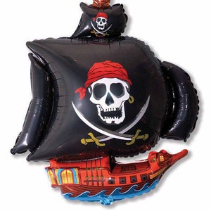 36" Pirate Ship Balloon | Pirate Balloon | Pirate Birthday Decoration | Ahoy Matey | Goonies Birthday | Treasure Hunt Party | Pirate Deco