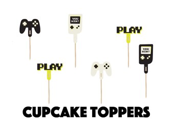 Video Game  Cupcake Toppers, Gamer Birthday Party Decor