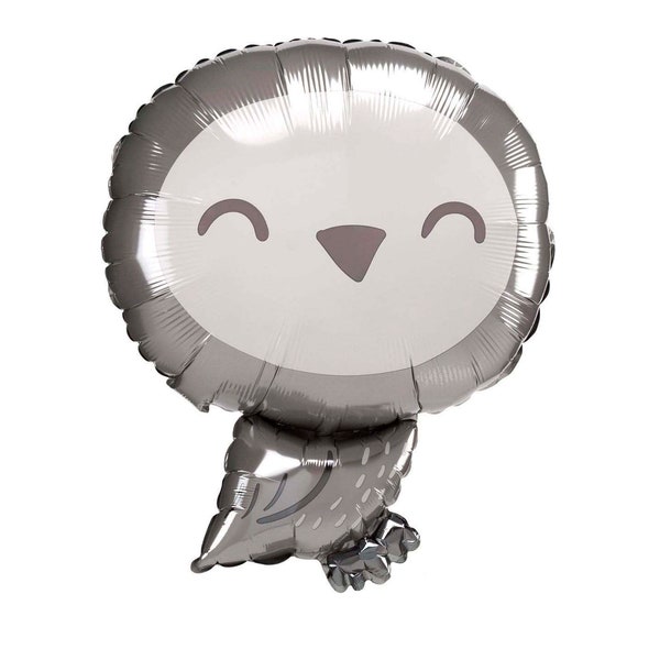 19" Silver Owl Balloon | Owl Decoration | Baby Owl | Woodland Decoration | Birthday Owl | Winter Snow Owl | Winter Wonderland |Silver Owl