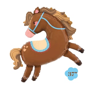 37&quot; Lovely Pony Horse Foil Balloon, Yee Haw First Rodeo, Farm Party Decor and Balloons, Pony and Horses birthday, Giddy Up Birthday Gift