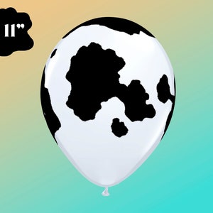 11&quot; Latex Cow Print Balloon, Barnyard Birthday Decor, Farm Animal Birthday Decoration, Cowgirl Cowboy Party Theme, Rodeo  Western Party,