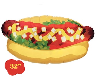 32" Hot Dog Balloon, Hot Dog Husband, Summer Party BBQ Decor, Pool Beach Party, 4th of July Birthday