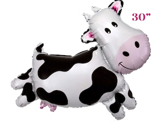 30" Farm Cow Foil Balloon , Farm Animal Birthday, Farm Theme, Cute Cow Balloon, Holstein Cow Party Decor, Cow Baby Shower, Cow Print party