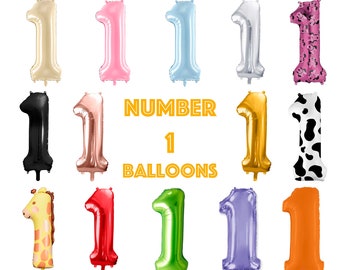 Number One Balloons, Jumbo Foil Number 1, Metallic Number 1, Pastel Number 1, First  Birthday Party Decorations, 1st Place Party,Anniversary