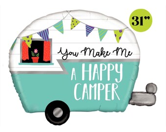 One Happy Camper Party Balloon 31", Camping Theme Birthday Decor, Camp Party, Camper Birthday, Wild One, Dad Loves to Camp, One Happy Dude