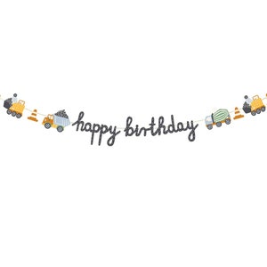 6.5' Construction Truck Birthday Banner, Little Builder Birthday Garland, Construction Party Theme, Tonka Dump Truck, Cones Happy Birthday