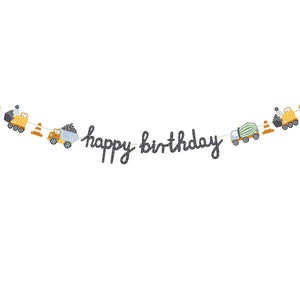 6.5&#39; Construction Truck Birthday Banner, Little Builder Birthday Garland, Construction Party Theme, Tonka Dump Truck, Cones Happy Birthday