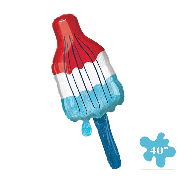 Popsicle Balloon 40" Mylar Bomb Pops, Rocket Pop, Red White and Blue, Summer Party 4th of July BBQ Pool Party, Beach Summer Theme,Americana