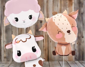 Farm Animal Balloons, Sheep Balloon, Goat Birthday Decorations, Baby Animal Decorations ,  Farm Baby Theme Shower