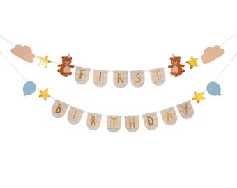 Teddy Bear First Birthday Banner, 1st Bear Banner, Teddy Bear Birthday Banner, Beary First Birthday, Brown Bear Birthday, Bear Party Theme