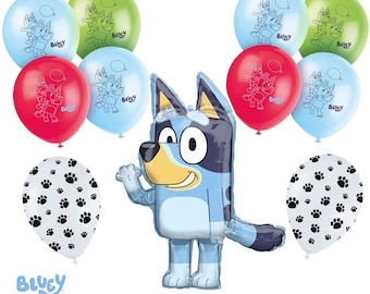 Blue Dog Birthday Balloon Set, Blue Dog Party, Blue Dog Decoration, Blue Party Supplies, Blue Themed Birthday, Blue Orange Dog Backdrop Wall