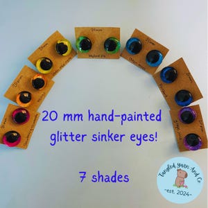 20 mm hand painted kawaii glitter sinker eyes for amigurumi crochet and knitted plushies