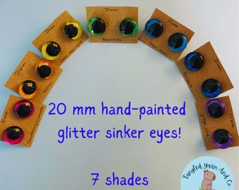 20 mm hand painted kawaii glitter sinker eyes for amigurumi crochet and knitted plushies