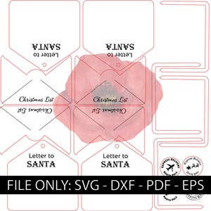 Adorno navideño con cartas a Papá Noel, solo archivo digital