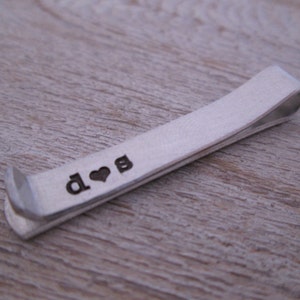Valentine Gift for Him - Personalized Tie Clip -  Men&#39;s Skinny Tie Bar- Gift for boyfriend- Aluminum Tie Bar - Custom Initials - Mens Gift
