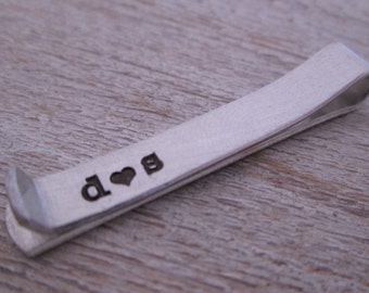 Valentine Gift for Him - Personalized Tie Clip -  Men's Skinny Tie Bar- Gift for boyfriend- Aluminum Tie Bar - Custom Initials - Mens Gift