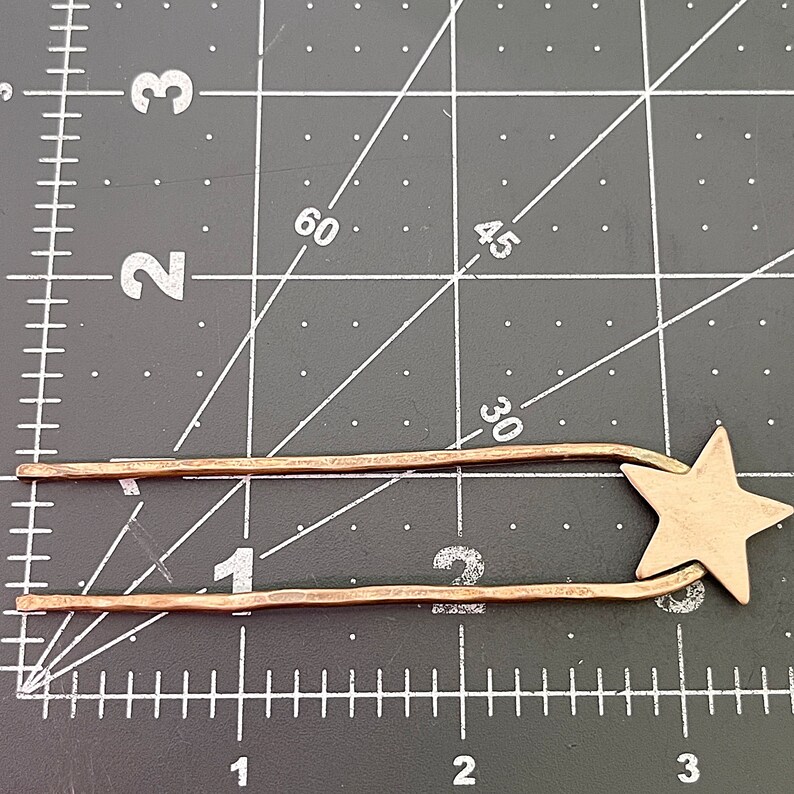 Star Hair Fork, Smaller size Metal U Pin for Hair, Hammered Hair Stick, Copper Star Hair Boho Accessories image 3