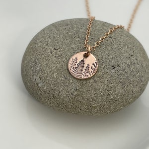 Tiny Forest Necklace - Dainty and Gold Disk Necklace, Tiny Tree Jewelry, Minimalist Nature Gift for her