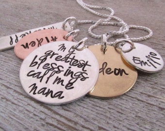 Mother's Day Gift for Grandma, My Greatest Blessings, Hand Stamped Jewelry, Personalized Necklace, Nana Necklace, Mother's Day Jewelry