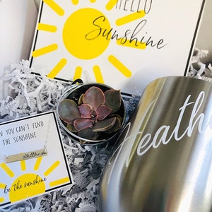 Hello Sunshine Gift Box Care Package, Personalized Thinking of you gift box, Friendship Gift, Cheer Up Gift