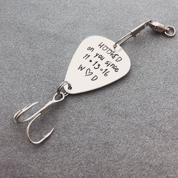 Mens Valentine Gift Ideas Personalized Fishing Lure Hooked on You