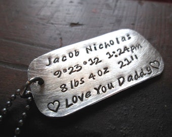 Daddy Dog Tag Necklace - personalized dog tag necklace - Custom Father's Day Gift for Dad - Custom Men's Necklace - Personalized Gift