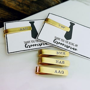 Personalized Gold Tie Bar, Men’s Tie Bar, Wedding Party Gifts, Thank you for being my Groomsman Gift, Gold Tie Clip