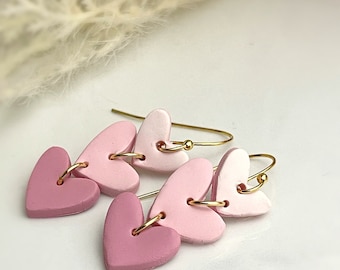 Berry Ombre Heart Earrings, Valentine’s Day Earrings, Polymer Clay Earrings, Small Heart Earrings, Romancecore