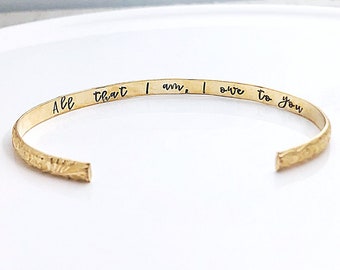 Cadeau pour la mère de la mariée - Bracelet pour la mère de la mariée - Bracelet à message caché - Tout ce que je suis - Cadeau pour maman de sa fille - Gold Filled