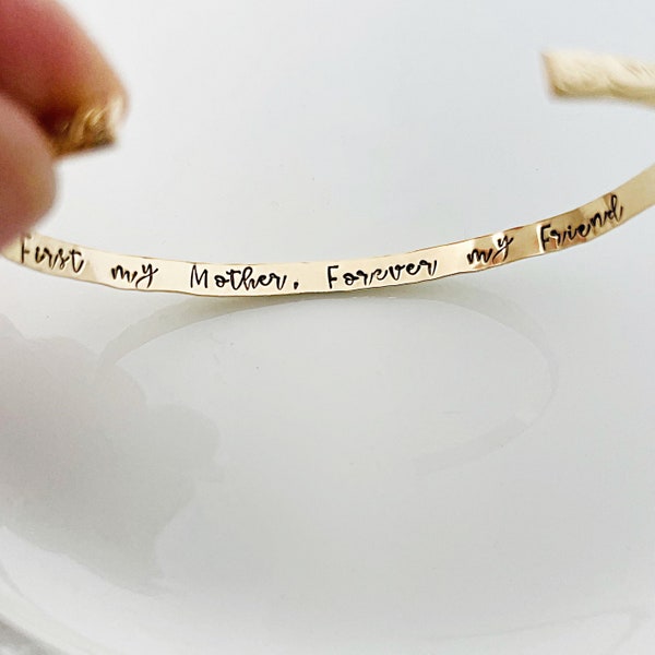 First my Mother, Forever my Friend , Mother of the Bride Gift, Hidden Message Bracelet - Mom Gift from Daughter, Mother Gift, Gold