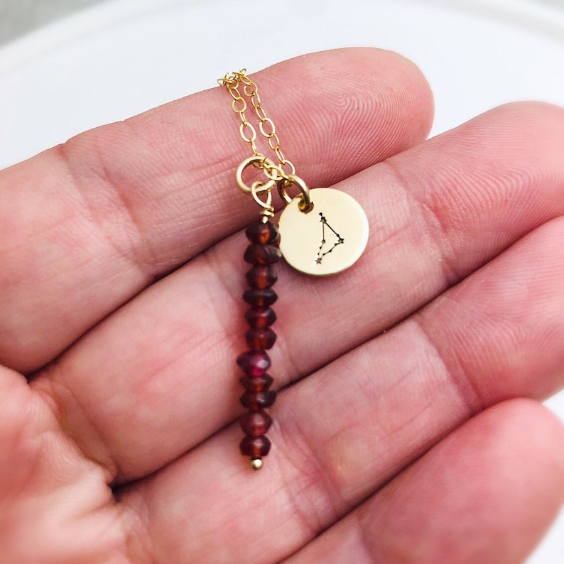 Gemstone Necklace March Birthday Amethyst Necklace Constellation Necklace February Birthday Gift for her Zodiac Gift