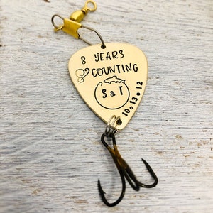 8th Anniversary Gift for husband - Bronze Anniversary - Personalized Fishing Lure - Personalized Gift for Him - 8 years and counting