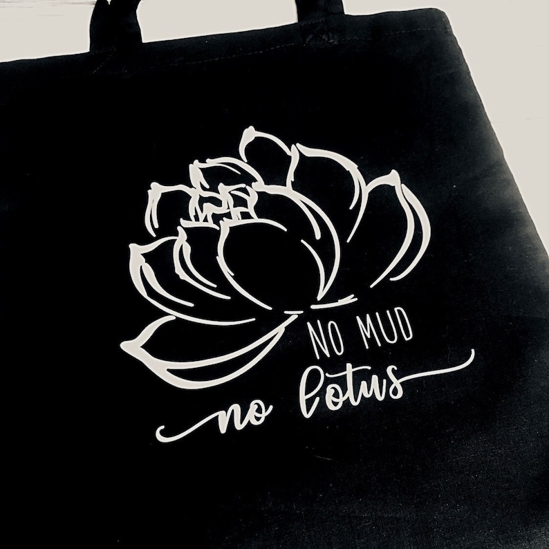 best friend gift No mud no lotus tote bag yoga gift for her yoga bag reusable bag lotus bag lotus flower bag