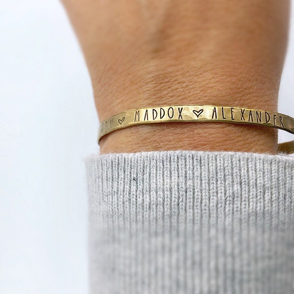 Grandma Gift, Mother's Day Personalized Cuff Bracelet, Personalized Gift for mom, Name bracelet, personalized jewelry gift for her, under 30