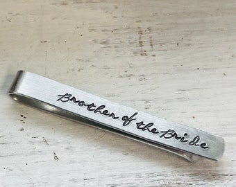 Brother of the Bride Tie Clip - Brother of the Bride Gift -  Script Tie Clips - Wedding Party Gifts - Tie Bars