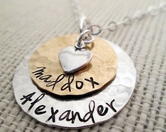 Layered Love Mom Necklace - hand stamped necklace - personalized necklace - mothers necklace