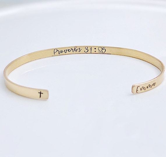 Bible Verse Bracelet, Confirmation Gift, Proverbs 31:25 Bracelet - Personalized Gift - Scripture Gift for Teen - Inspirational