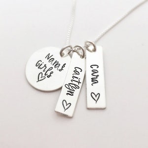 Mother&#39;s Day Gift for Nana - Nana&#39;s Girls - Grandmother and Granddaughter - Sterling Silver Name Necklace - Personalized Gift for Grandma