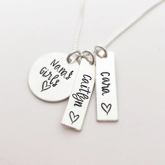 Mother's Day Gift for Nana Nana's Girls Grandmother and Granddaughter  Sterling Silver Name Necklace Personalized Gift for Grandma