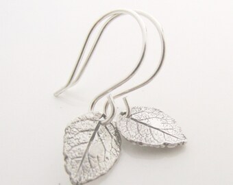 Minimalist Jewelry - Everyday Dainty Earrings - Nature Lover Gift - Silver Jewelry - Small Leaf Earrings - Natural Leaves - Spring Earrings