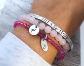 Confidence Bracelet - Flamingo Bracelet - Graduation Gift for her - Initial Bracelet - Inspirational Jewelry - Personalized Gift