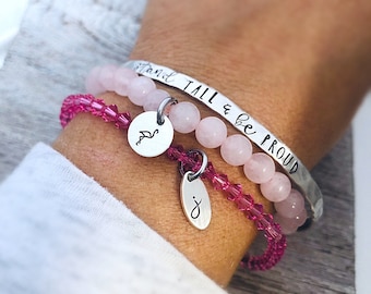 Confidence Bracelet - Flamingo Bracelet - Graduation Gift for her - Initial Bracelet  - Inspirational Jewelry - Personalized Gift