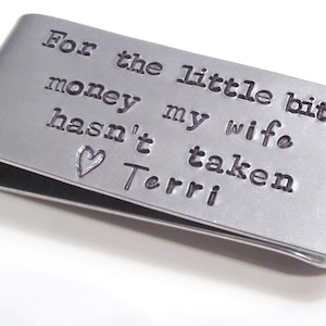 Cadeau de Saint Valentin pour lui-personnalisé argent Clip - pince à billets en aluminium - mari épouse - pour le peu d’argent