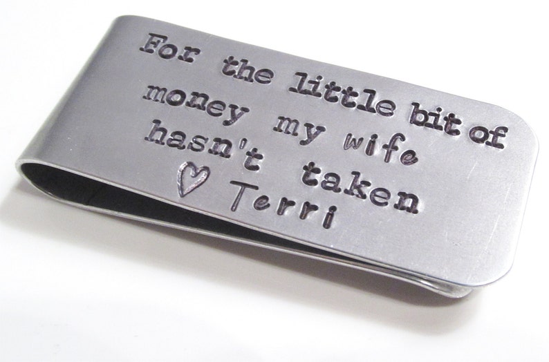 Valentine's Day Gift for Him Personalized Money Clip Aluminum Money Clip Husband Wife For the Little Bit of Money image 1